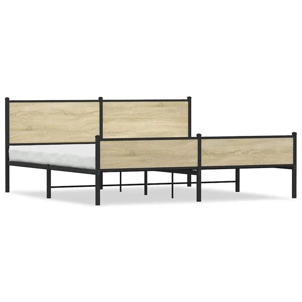 vidaXL lovos rėmas sonoma ąžuolo spalvos, 193x203 cm, metalas