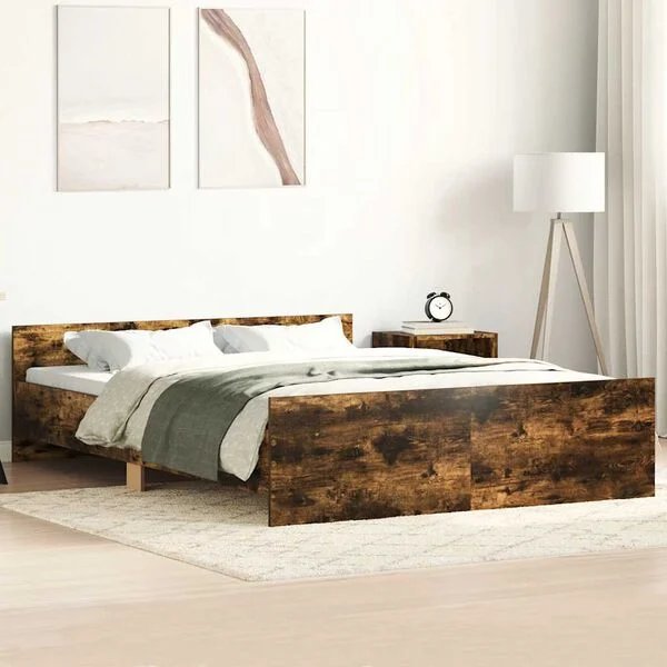 vidaXL lovos rėmas su galvūgaliu ir kojūgaliu dūminis 120x190cm šoninis vaizdas