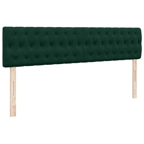 vidaXL Osmanų lova su čiužiniu ir LED Tamsiai žalia 160x200cm Velvet - metalinis rėmas