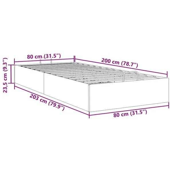 vidaXL Osmanų lovos rėmas pilkas 80x200 cm aksomas pakeltas pagrindas