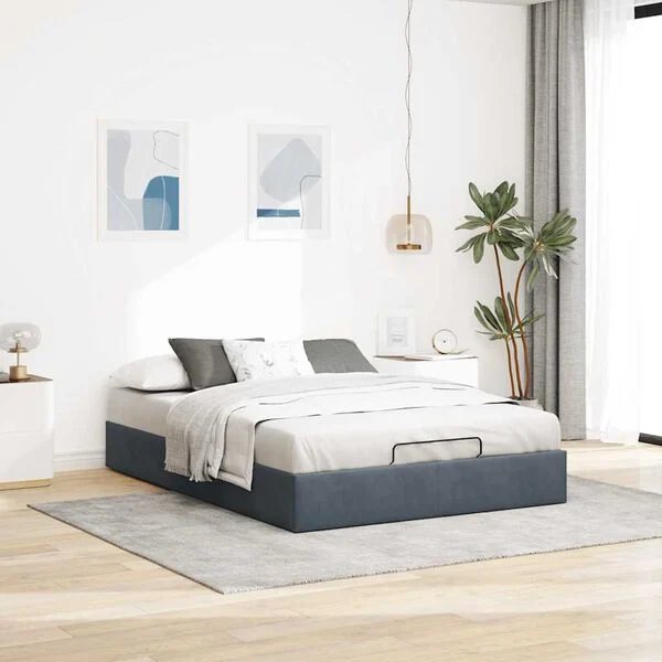 vidaXL Osmanų lovos rėmas tamsiai pilkas 140x190 cm Velvet pakėlimo mechanizmas