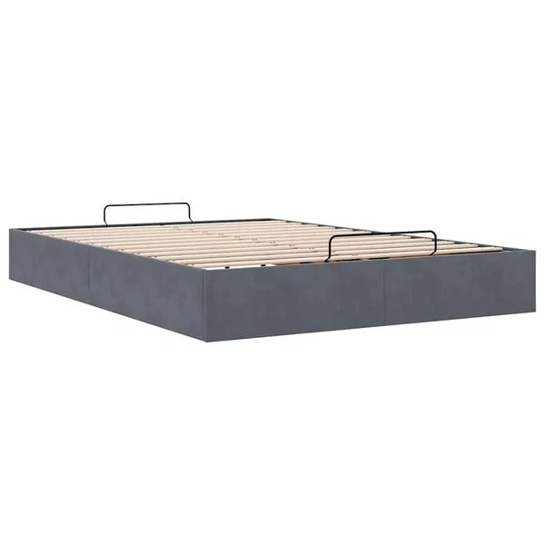 vidaXL Osmanų lovos rėmas tamsiai pilka 140x200 cm Velvet aksominis audinys
