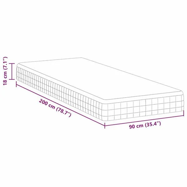 Opto.lt vidutinio minkštumo čiužinys baltos ir pilkos spalvos 90x200 cm