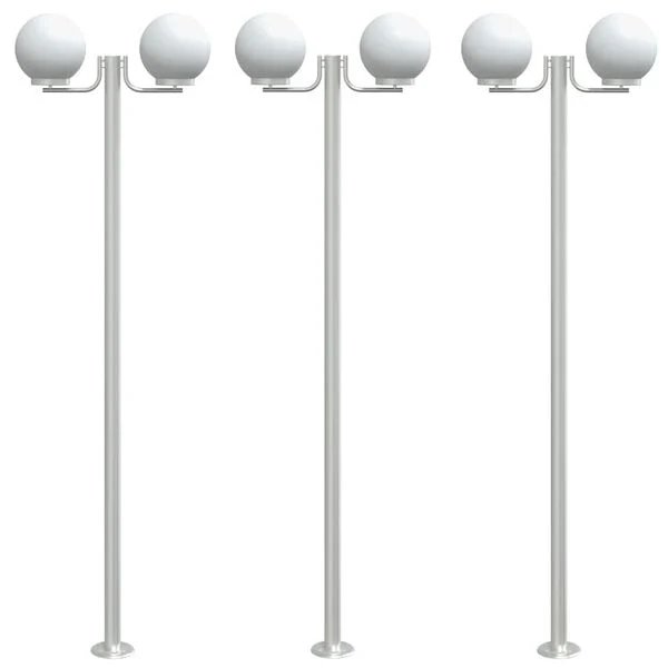 lauko šviestuvai sidabriniai, 3 vnt., 215 cm