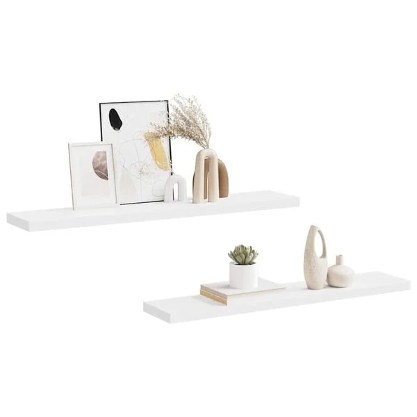 Pakabinamos lentynos, 2vnt., baltos, 120x23,5x3,8cm, MDF Balta 120 x 23.5 x 3.8 cm 2 nuotrauka 5