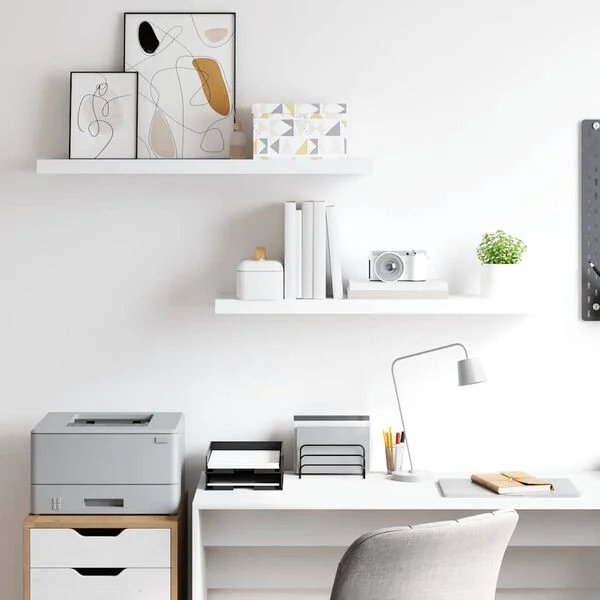 Pakabinamos lentynos, 2vnt., baltos, 90x23,5x3,8cm, MDF Balta 90 x 23.5 x 3.8 cm 2 nuotrauka 3