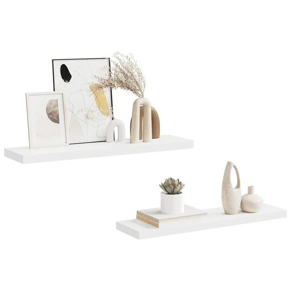 Pakabinamos lentynos, 2vnt., baltos, 90x23,5x3,8cm, MDF Balta 90 x 23.5 x 3.8 cm 2 nuotrauka 5