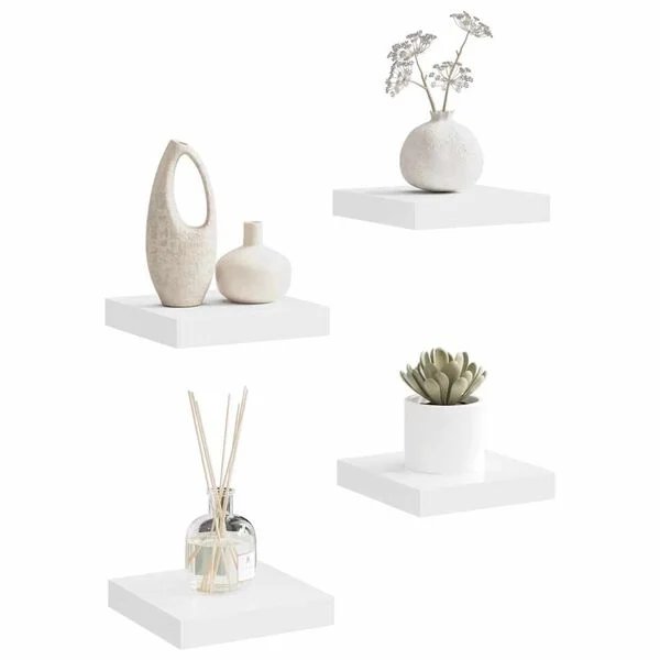 Pakabinamos lentynos, 4vnt., baltos, 23x23,5x3,8cm, MDF Balta 23 x 23.5 x 3.8 cm 4 nuotrauka 5
