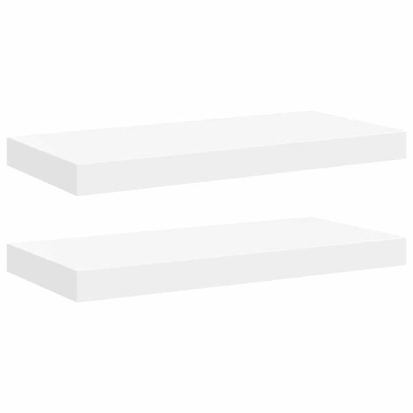 Pakabinamos sieninės lentynos, 2vnt., baltos, 50x23,5x3,8cm, MDF Balta 50 x 23,5 x 3,8 cm 2 nuotrauka 1