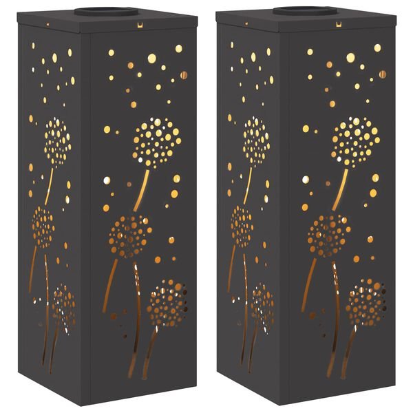 Saulės LED šaligatvio šviesa 2 vnt. Šilta balta 18 x 18 x 50 cm Juodas 18 x 18 x 50 cm Pūkuotuko raštas nuotrauka 1