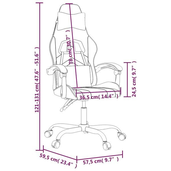 Biuro kėdės pasukamos žaidimų kėdės su reguliuojamu atlošu ir aukščiu - Be pakojos - Nuotrauka 14