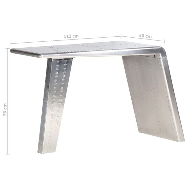 Aviator rašomasis stalas, sidabrinės sp., 112x50x76cm, metalas nuotrauka 7