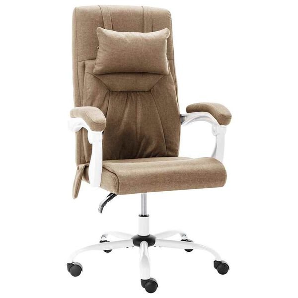 Taupe spalvos ergonomiška masažinė biuro kėdė su masažo funkcija