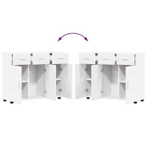Kabalas FLORIN 88,5 x 30,5 x 73 cm Balta Apdirbta mediena Balta Pusryčių spintelė su 3 stalčiais ir 3 durelėmis nuotrauka 11