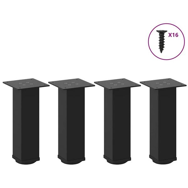 Kavos staliuko kojelės, 4 vnt., juodos, 30-32 cm, plienas Juoda 30-32 cm (80 mm) nuotrauka 1