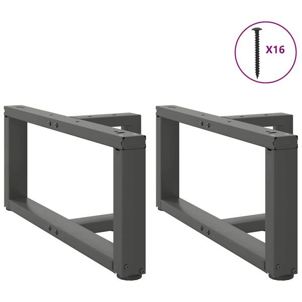 Kavos staliuko kojelės, T formos, 2 vnt., antracito spalvos, 70x25x(30-31) cm, plienas Antracito 70 x 25 x (30-31) cm nuotrauka 3