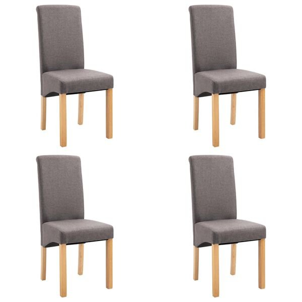 Minkštos taupe spalvos valgomojo kėdės su mediniu rėmu
