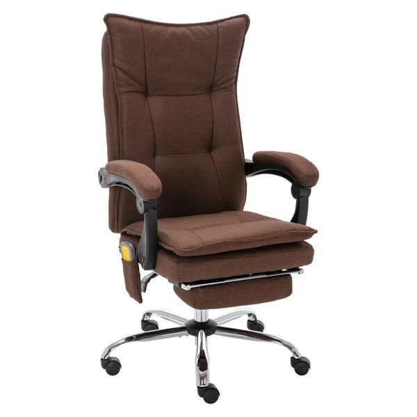 Rudos spalvos masažinė biuro kėdė su šildymo funkcija ir reguliuojamu atlošu