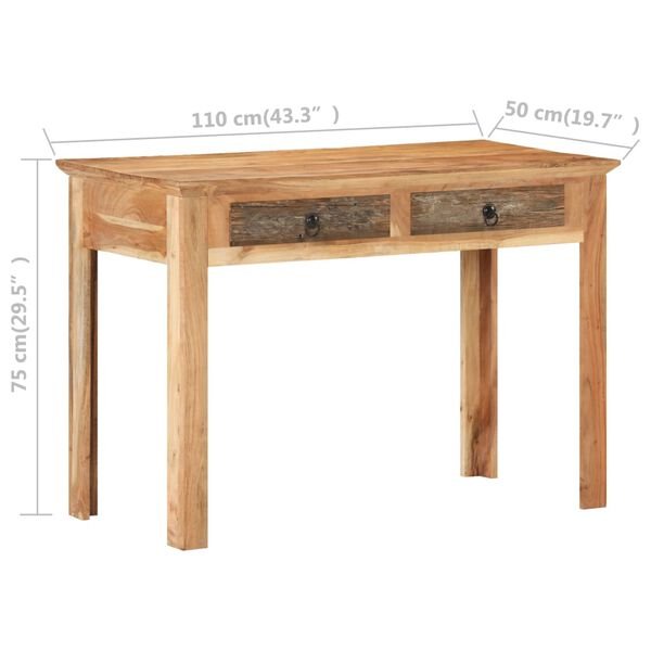 Rašomasis stalas, 110x50x75cm, perdirbtos medienos masyvas nuotrauka 7