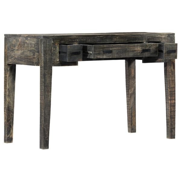 Rašomasis stalas, juodos sp., 110x50x75 cm, mango med. masyvas nuotrauka 11