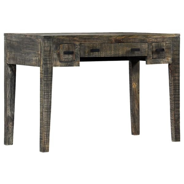 Rašomasis stalas, juodos sp., 110x50x75 cm, mango med. masyvas nuotrauka 8
