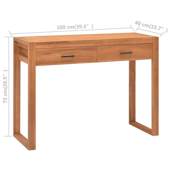 Rašomasis stalas su 2 stalčiais, 100x40x75cm, tikmedis 100 x 40 x 75 cm nuotrauka 9