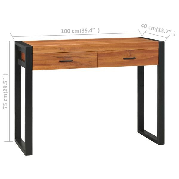 Rašomasis stalas su 2 stalčiais, 100x40x75cm, tikmedis 100 x 40 x 75 cm nuotrauka 9