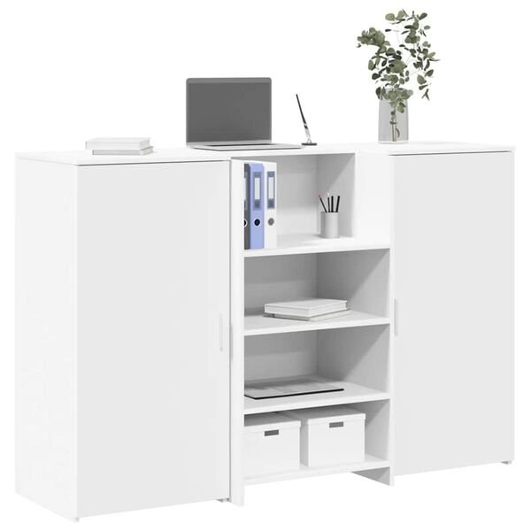 Registratūra, baltos spalvos, 155x50x103,5 cm, apdirbta mediena Balta 155 x 50 x 103.5 cm nuotrauka 2