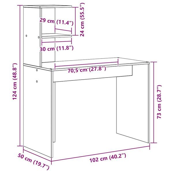 Stalas Balta 102 x 50 x 124 cm Apdirbta mediena Balta nuotrauka 11
