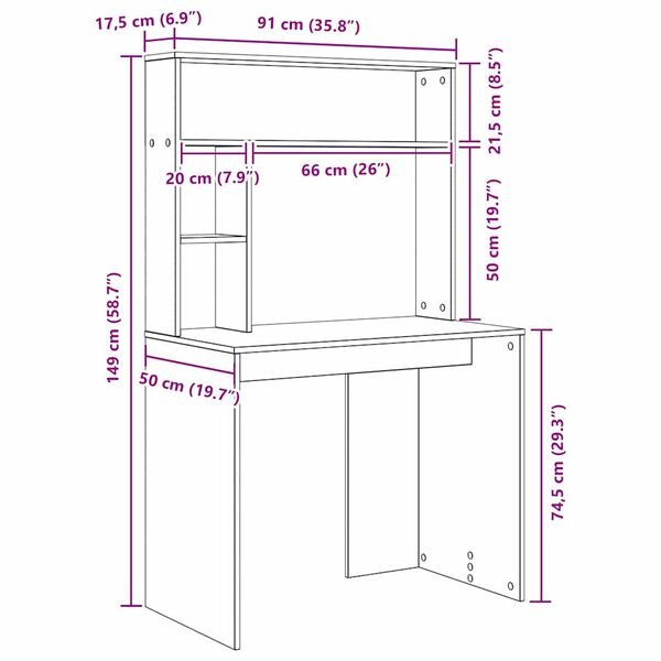 Stalas Balta 91 x 50 x 149 cm Apdirbta mediena Balta nuotrauka 11
