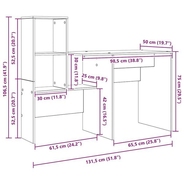 Stalas Balta Apdirbta mediena 131,5 x 50 x 106,5 cm Balta nuotrauka 11