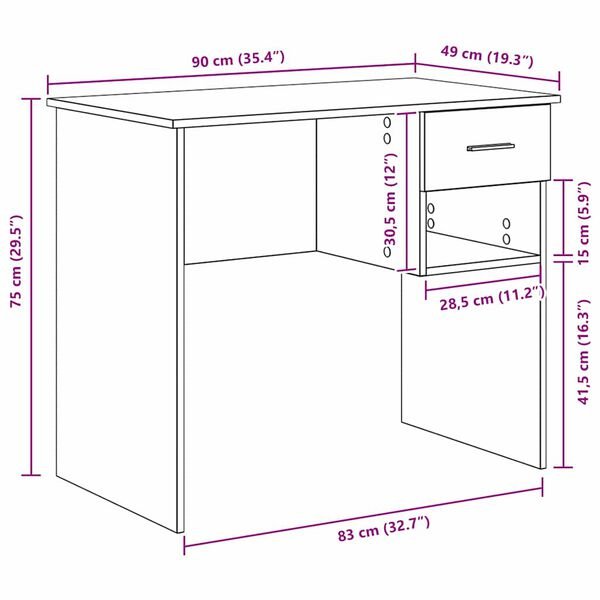 Stalas Juodas ąžuolas 90 x 49 x 75 cm Apdirbta mediena juoda ąžuolo nuotrauka 12