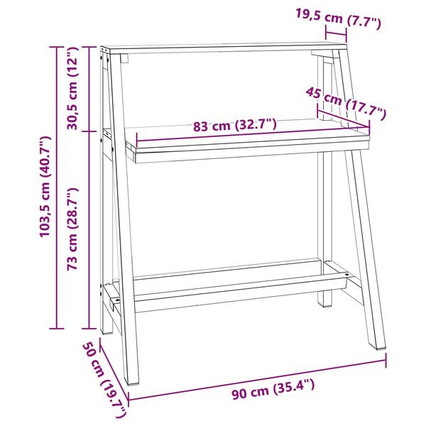 Stalas Ruda 90 x 50 x 103 cm Kietas atkurtas medis nuotrauka 10