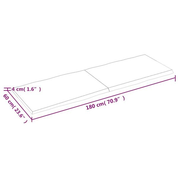 Stalviršis, šviesiai rudas, 180x60x(2-4) cm, medienos masyvas Šviesiai ruda 180 x 60 x 4 cm nuotrauka 9