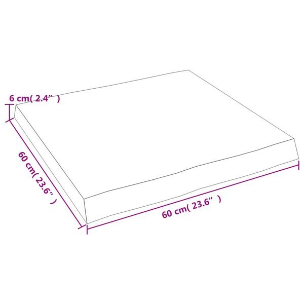 Stalviršis, šviesiai rudas, 60x60x(2-6) cm, medienos masyvas Šviesiai ruda 60 x 60 x 6 cm nuotrauka 9
