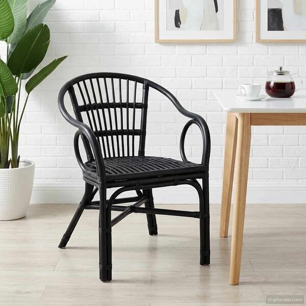 Susilankstantis krėslas Ratanas Juoda 58 x 60 x 81 cm Juoda nuotrauka 2