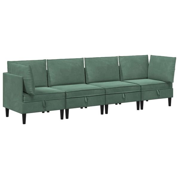 Svetainės baldų komplektas 4 vnt. 280 x 70 x 82 cm Jūrinė žalia jūros žalia 2x kampas +2x vidurys nuotrauka 1