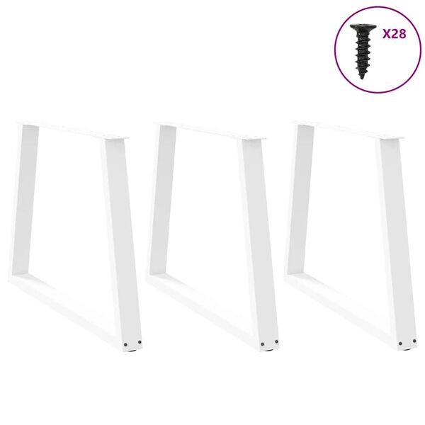 Valgomojo stalo kojelės, V formos, 3 vnt., baltos, 100x(72-73,3) cm, plienas Balta 100 x (72-73.3) cm 3 nuotrauka 3